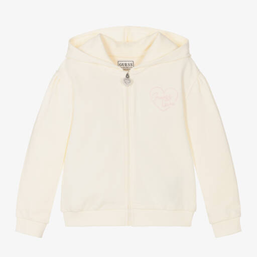Guess-Girls Ivory Heart Hoodie | Childrensalon Outlet
