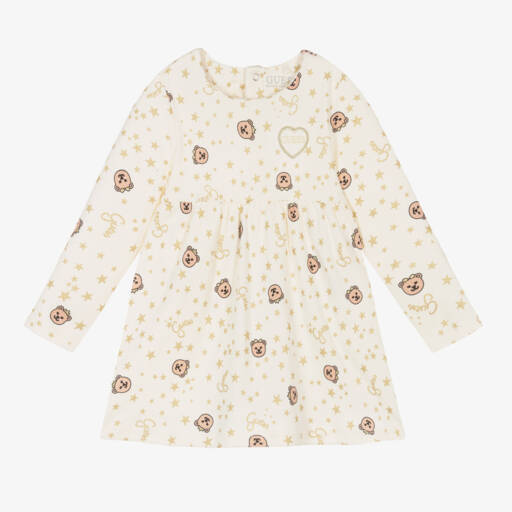 Guess-فستان قطن تيدي لون عاجي للمولودات | Childrensalon Outlet
