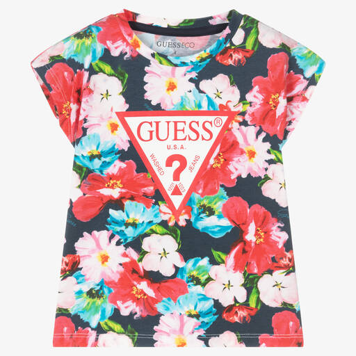 Guess-تيشيرت قطن جيرسي بطبعة ملونة للبنات | Childrensalon Outlet