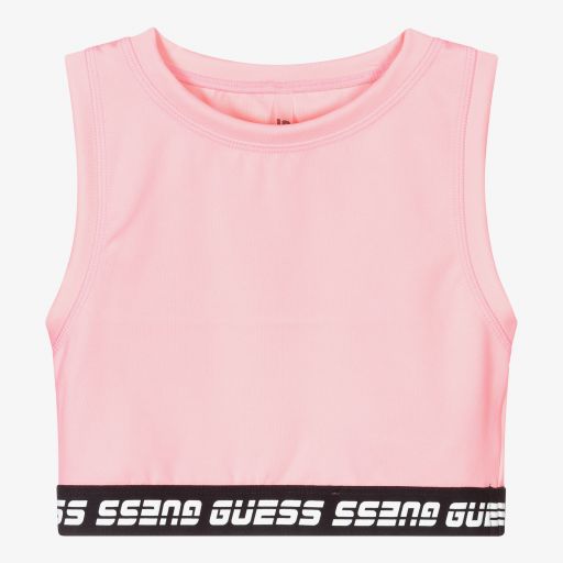 Guess-Girls Neon Pink Cropped Top | Childrensalon Outlet