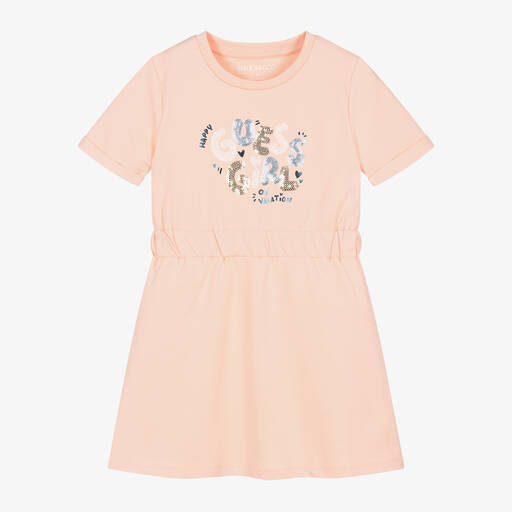 Guess-Бледно-оранжевое хлопковое платье для девочек | Childrensalon Outlet