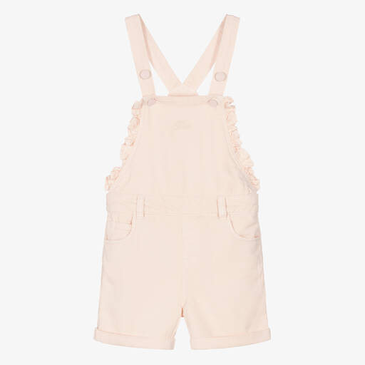 Guess-Girls Pale Pink Twill Dungaree Shorts | Childrensalon Outlet