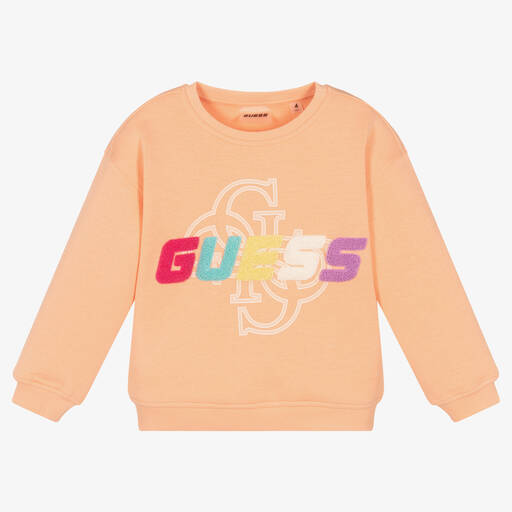 Guess-سويتشيرت قطن جيرسي لون برتقالي للبنات | Childrensalon Outlet