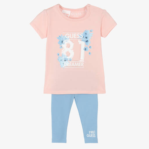Guess-Розовый топ и голубые легинсы для девочек | Childrensalon Outlet