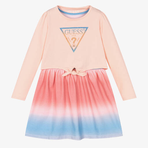 Guess-Girls Pink & Blue Logo Dress | Childrensalon Outlet