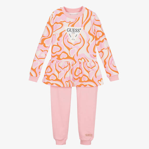Guess-Розовый топ и джоггеры из хлопка для девочек | Childrensalon Outlet