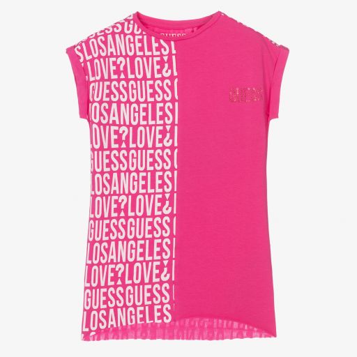 Guess-Girls Pink Cotton T-Shirt | Childrensalon Outlet