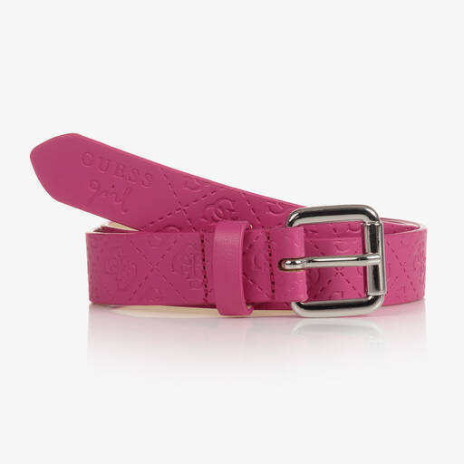 Guess-Girls Pink Faux Leather Logo Belt | Childrensalon Outlet