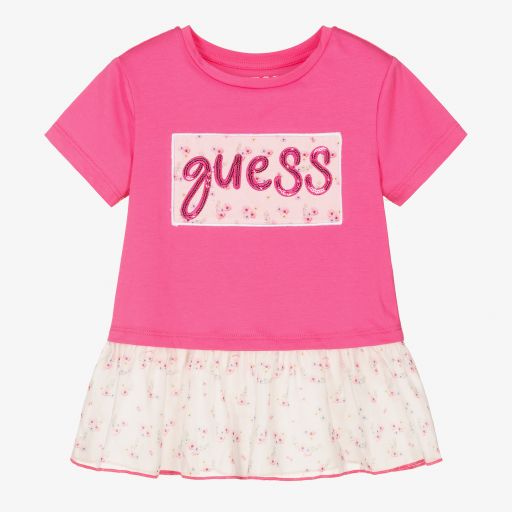 Guess-Girls Pink Floral T-Shirt | Childrensalon Outlet