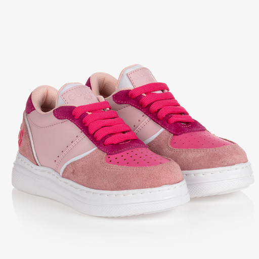 Guess-Girls Pink Leather Trainers | Childrensalon Outlet