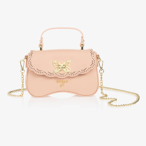 Guess-Girls Pink Logo Butterfly Handbag (20cm) | Childrensalon Outlet