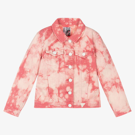 Guess-Girls Pink Tie-Dye Banksy Denim Jacket | Childrensalon Outlet