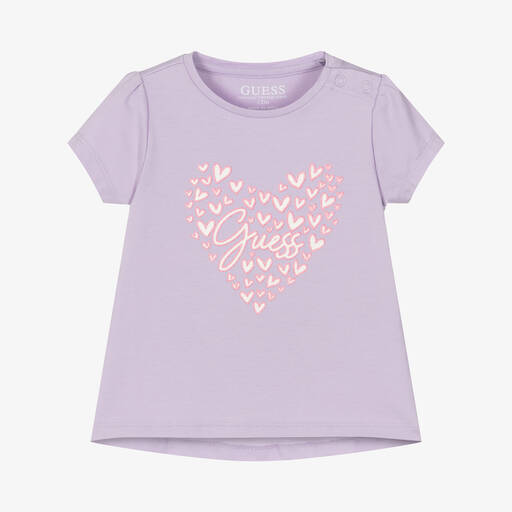 Guess-Girls Purple Organic Cotton T-Shirt | Childrensalon Outlet