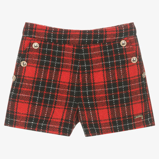 Guess-Girls Red Tartan Shorts | Childrensalon Outlet