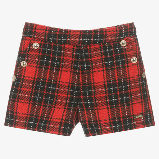 Guess-شورت تارتان لون أحمر وأسود للبنات | Childrensalon Outlet