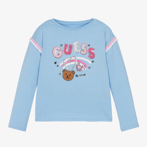 Guess-Girls Sequin Cotton Long Sleeve Top | Childrensalon Outlet