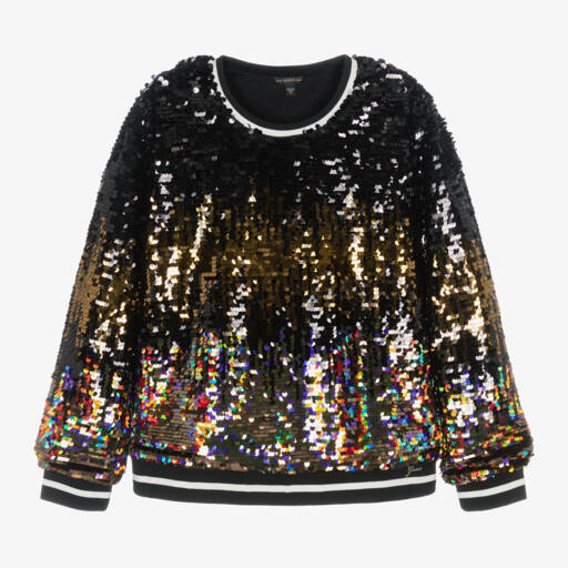 Guess-سويتشيرت بترتر لون ذهبي وأسود للبنات | Childrensalon Outlet