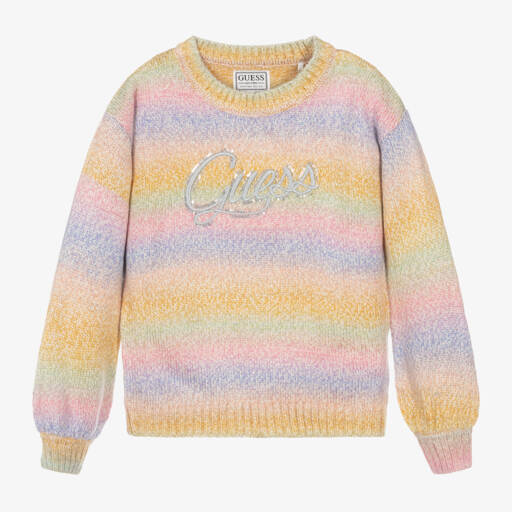 Guess-بلوفر أكريليك محبوك بألوان متعددة للبنات | Childrensalon Outlet
