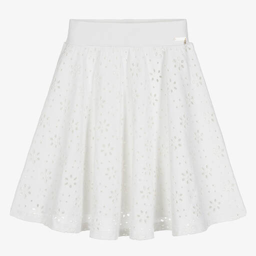 Guess-Белая юбка с вышивкой английской гладью | Childrensalon Outlet