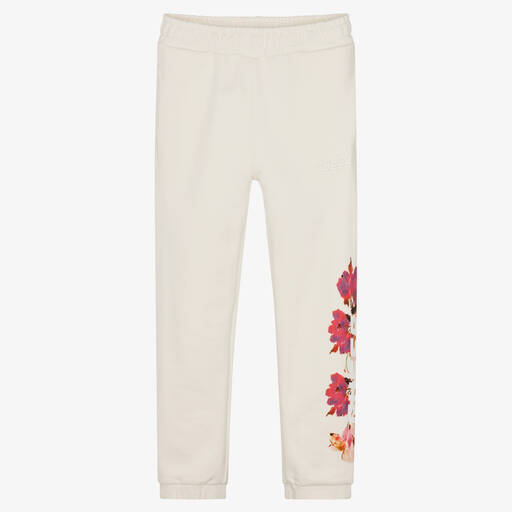 Guess-Girls White Floral Logo Joggers | Childrensalon Outlet