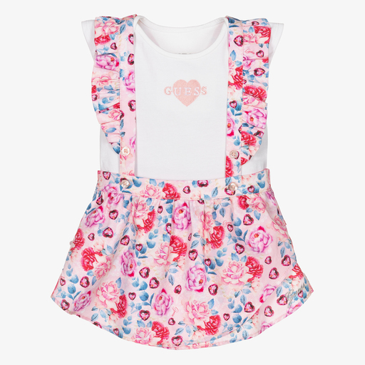 Guess-Белый топ и розовая юбка для девочек | Childrensalon Outlet