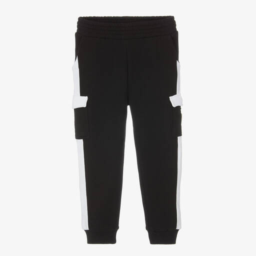 Guess-Junior Boys Black Cotton Joggers | Childrensalon Outlet