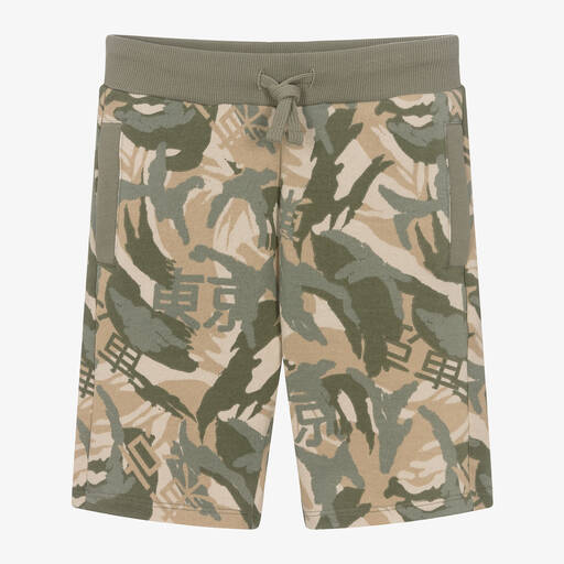 Guess-Junior Boys Green Cotton Shorts | Childrensalon Outlet