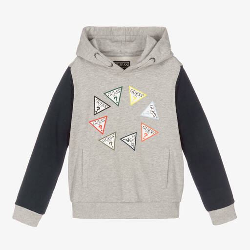 Guess-Junior Boys Grey Logo Hoodie | Childrensalon Outlet