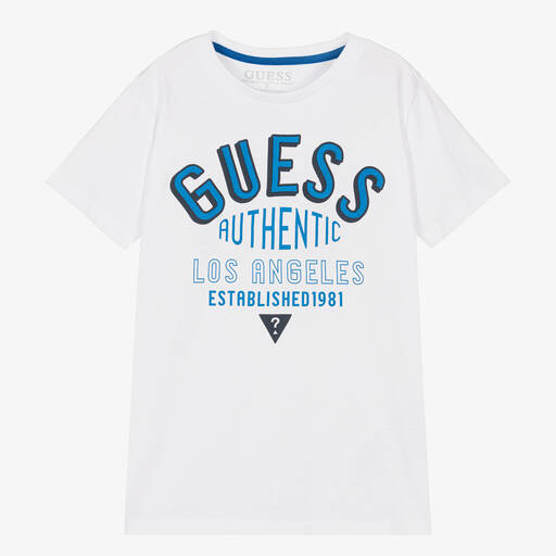 Guess-Junior Boys White T-Shirt | Childrensalon Outlet