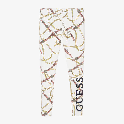 Guess-ليغنغز قطن جيرسي لون عاجي للبنات | Childrensalon Outlet