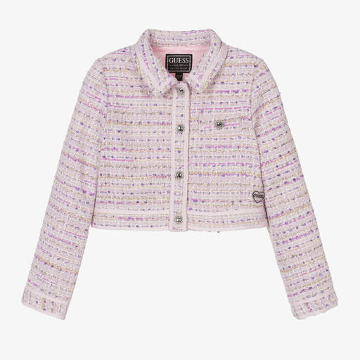Guess-Junior Girls Pink & Lilac Tweed Jacket | Childrensalon Outlet