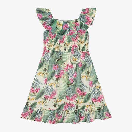Guess-Junior Girls Tropical Floral Viscose Dress | Childrensalon Outlet