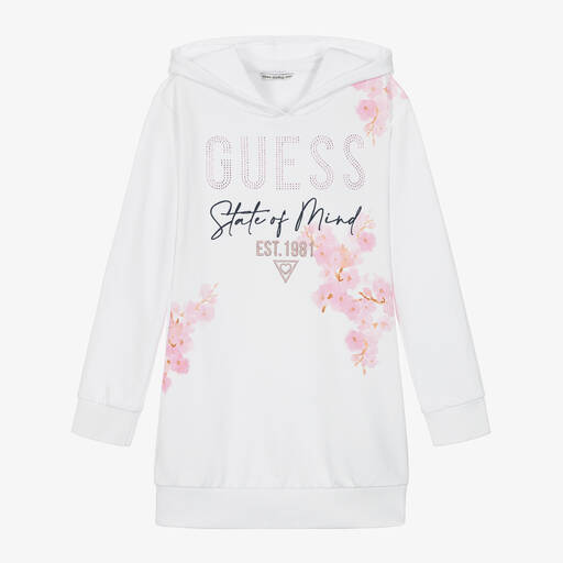 Guess-Белое платье-худи с цветами для девочек - подростков | Childrensalon Outlet