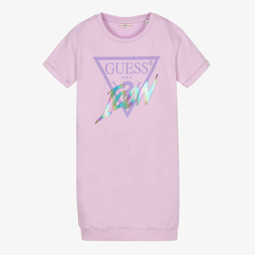 Guess-Lilac Purple Triangle Logo Dress | Childrensalon Outlet