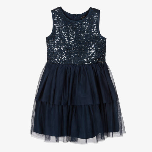 Guess-Синее платье из тюля с пайетками | Childrensalon Outlet