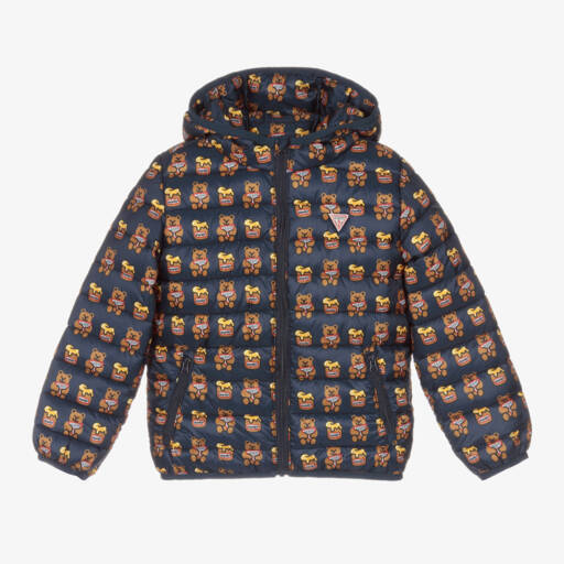 Guess-Navy Blue Teddy Bear Puffer Jacket | Childrensalon Outlet