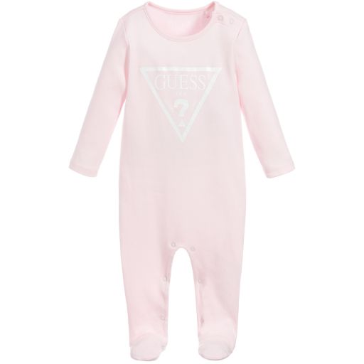 Guess-Pink Cotton Jersey Babygrow | Childrensalon Outlet