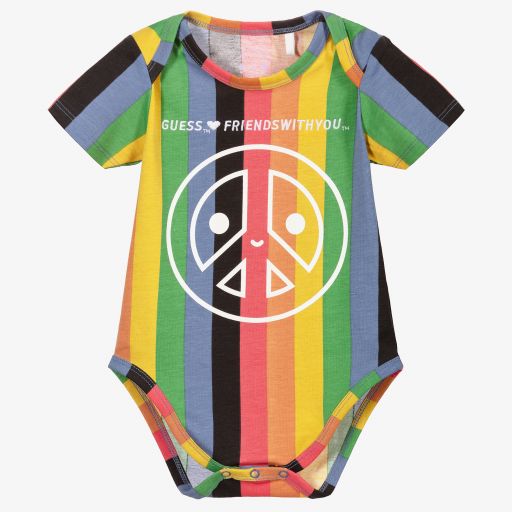 Guess-أوفرول بادي قطن عضوي جيرسي بألوان قوس قزح للأطفال | Childrensalon Outlet