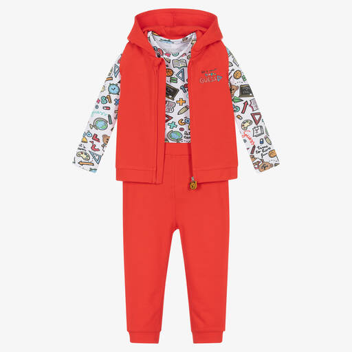 Guess-Red & White Cotton Joggers Set | Childrensalon Outlet