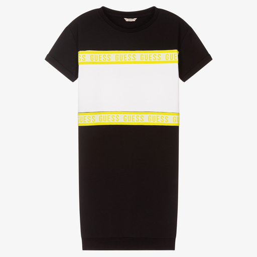 Guess-Teen Black Logo Tshirt Dress | Childrensalon Outlet