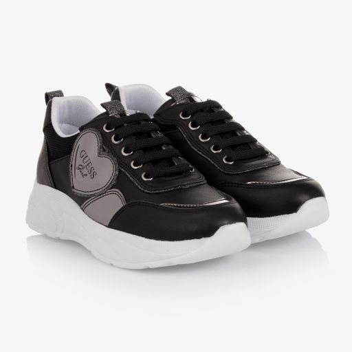 Guess-Teen Black & Silver Trainers | Childrensalon Outlet