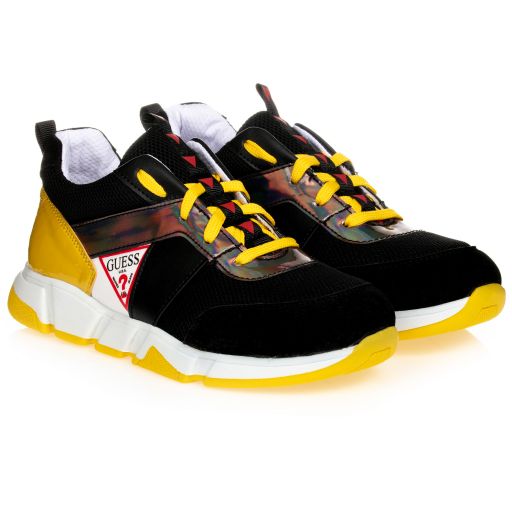 Guess-Teen Black & Yellow Trainers | Childrensalon Outlet