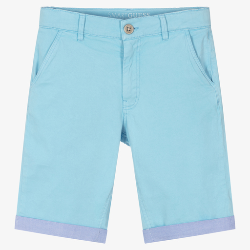 Guess-Teen Blue Cotton Shorts | Childrensalon Outlet