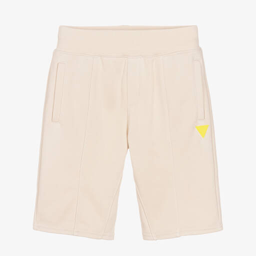 Guess-Teen Boys Beige Jersey Logo Shorts | Childrensalon Outlet