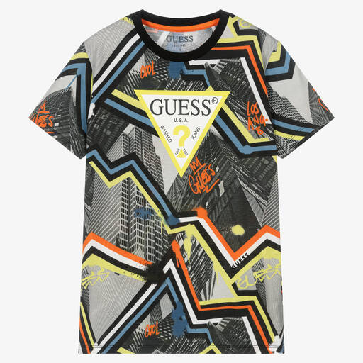 Guess-Черная хлопковая футболка с принтом | Childrensalon Outlet