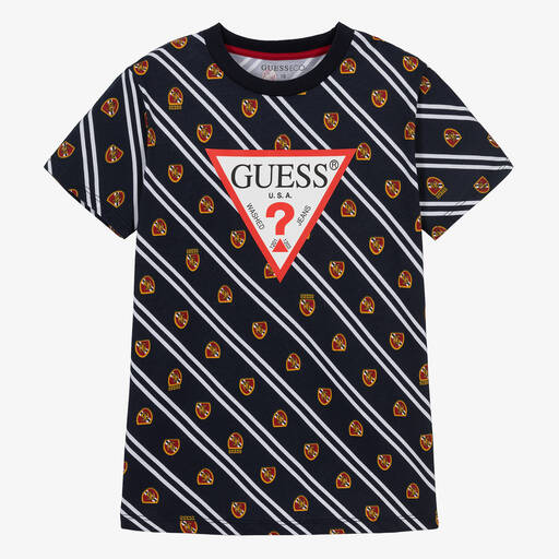 Guess-Teen Boys Black Cotton T-Shirt | Childrensalon Outlet