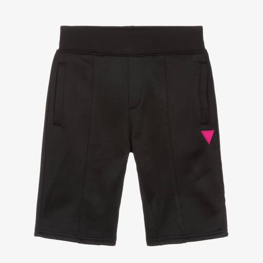 Guess-Teen Boys Black Jersey Logo Shorts | Childrensalon Outlet