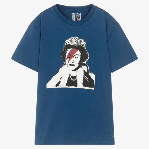 Guess-Teen Boys Blue Cotton Banksy T-Shirt | Childrensalon Outlet