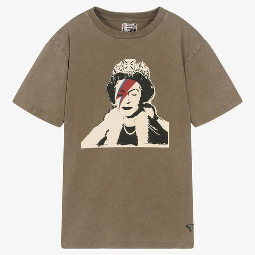 Guess-Teen Boys Green Cotton Banksy T-Shirt | Childrensalon Outlet