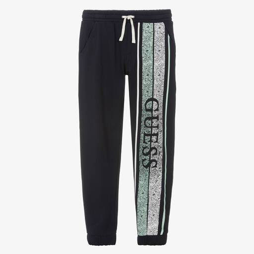 Guess-Teen Boys Navy Blue Cotton Joggers | Childrensalon Outlet